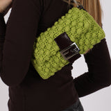 Fendi Lime Green Crochet Popcorn Baguette