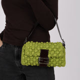 Fendi Lime Green Crochet Popcorn Baguette