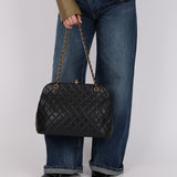 Chanel 1997 Caviar Top Turnlock Kisslock Shoulder Bag 24K GP