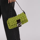 Fendi Lime Green Crochet Popcorn Baguette