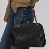 Chanel 1997 Caviar Top Turnlock Kisslock Shoulder Bag 24K GP