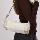 Limited Edition Chanel 2004 Creme Jacquard Paris-Ginza Medium Olsen Shoulder Bag