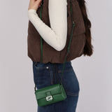 Fendi Green Leather Mini Baguette Crossbody Bag
