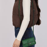 Fendi Green Leather Mini Baguette Crossbody Bag