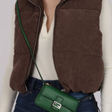 Fendi Green Leather Mini Baguette Crossbody Bag