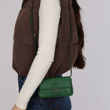 Fendi Green Leather Mini Baguette Crossbody Bag