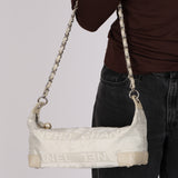 Limited Edition Chanel 2004 Creme Jacquard Paris-Ginza Medium Olsen Shoulder Bag
