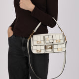 Fendi Blanc Leather Romano Multi Pocket Baguette