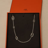 Hermès Chaine d'Ancre Sterling Silver Farandole Long Necklace 80