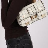 Fendi Blanc Leather Romano Multi Pocket Baguette