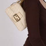Fendi Cream Zucchino Coated Canvas Mini Mamma Baguette