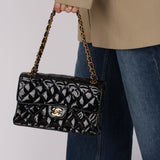 Ultra-Rare Chanel 1996 Patent Medium Single Classic Double Sided Flap Bag 24K GP