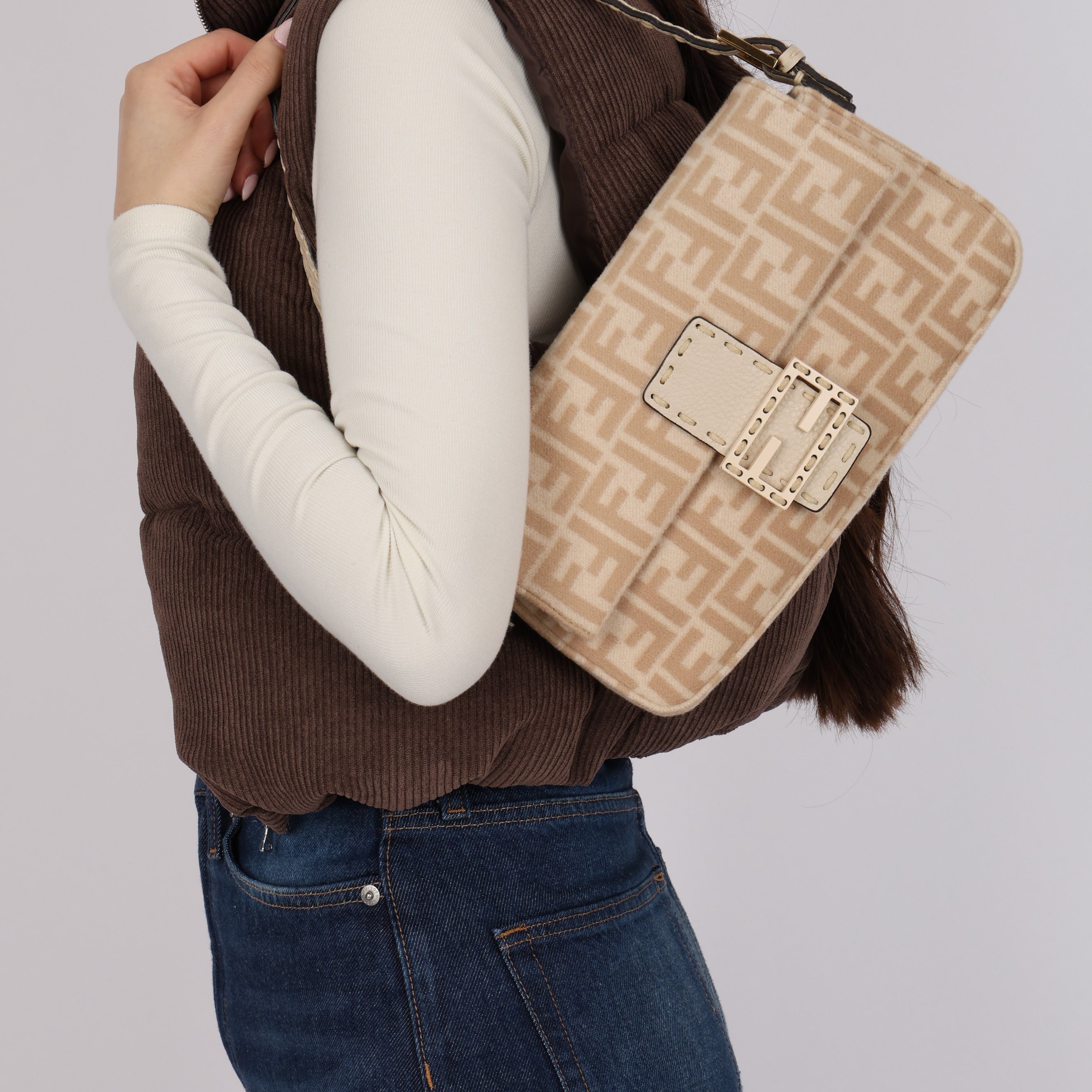 Fendi Wool Zucca Selleria Baguette