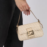 Fendi Cream Zucchino Coated Canvas Mini Mamma Baguette