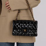 Ultra-Rare Chanel 1996 Patent Medium Single Classic Double Sided Flap Bag 24K GP