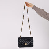 Chanel 1991 Navy Lambskin Curve Medium Flap Bag 24K GP