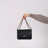 Chanel 1991 Navy Lambskin Curve Medium Flap Bag 24K GP