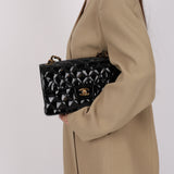 Ultra-Rare Chanel 1996 Patent Medium Single Classic Double Sided Flap Bag 24K GP