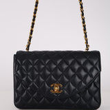 Chanel 1991 Navy Lambskin Curve Medium Flap Bag 24K GP