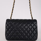 Chanel 1991 Navy Lambskin Curve Medium Flap Bag 24K GP