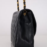 Chanel 1991 Navy Lambskin Curve Medium Flap Bag 24K GP