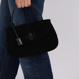 Gucci Black Felt Turnlock Top Handle Bag