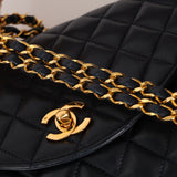 Chanel 1991 Navy Lambskin Curve Medium Flap Bag 24K GP