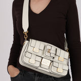 Fendi Blanc Leather Romano Multi Pocket Baguette