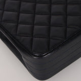 Chanel 1991 Navy Lambskin Curve Medium Flap Bag 24K GP