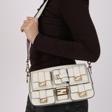 Fendi Blanc Leather Romano Multi Pocket Baguette