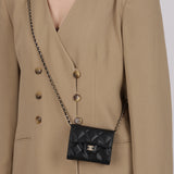 Chanel 2022 Caviar Quilted Flap Card Holder On Chain