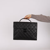 Ultra-Rare Chanel 1995 Quilted Lambskin Flap Briefcase Lucite CC Turn-Lock