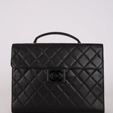 Ultra-Rare Chanel 1995 Quilted Lambskin Flap Briefcase Lucite CC Turn-Lock