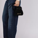 Gucci Black Satin Crystal Horsebit Minaudiere Backpack w Gucci Wallet