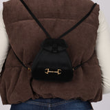 Gucci Black Satin Crystal Horsebit Minaudiere Backpack w Gucci Wallet
