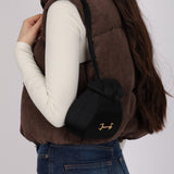Gucci Black Satin Crystal Horsebit Minaudiere Backpack w Gucci Wallet