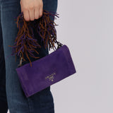 Prada Purple Scamosciata Suede Fringe Shoulder Bag