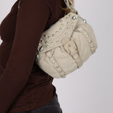 Rare Loewe Creme Suede Studded Medicine Shoulder Bag