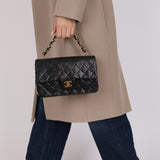 Chanel 1993 Lambskin Chain Top Handle Classic Flap 24K GP