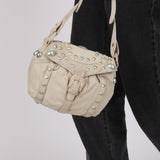 Rare Loewe Creme Suede Studded Medicine Shoulder Bag