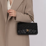 Chanel 1993 Lambskin Chain Top Handle Classic Flap 24K GP