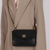 Chanel 1990s Lambskin Jeweled CC Envelope Flap Bag