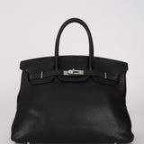Rare Hermès 2001 Noir Taurillon Clemence Retourne Birkin 35 Brushed PHW