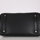 Rare Hermès 2001 Noir Taurillon Clemence Retourne Birkin 35 Brushed PHW