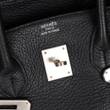 Rare Hermès 2001 Noir Taurillon Clemence Retourne Birkin 35 Brushed PHW