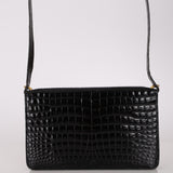 Dior 1980s Gold Crocodile Embossed Shoulder Bag