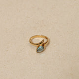 18K Yellow Gold Topaz Serpent Motif Ring, Size US 3.25