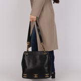 Chanel 1995 Caviar Triple CC Tote Bag 24K GP