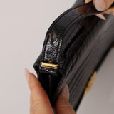 Dior 1980s Gold Crocodile Embossed Shoulder Bag