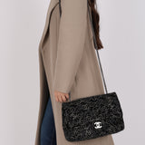 Chanel 2010 Paris-Shanghai Strauss Swarovski Crystal CC Tweed Medium Single Flap Bag